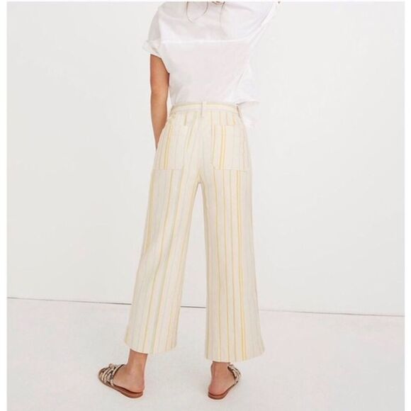 Madewell Pant Emmett Tall Wide Leg Crop Stripe NWT - Picture 5 of 10
